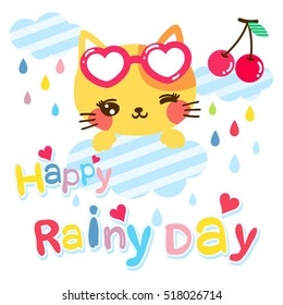 Cute Cat Cartoon auf der Wolke