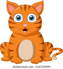 Cute cat cartoon on white background