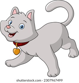 Cute cat cartoon on white background