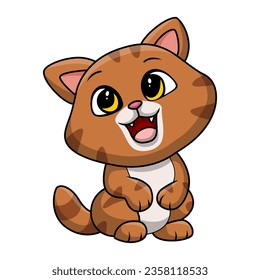 Cute cat cartoon on white background