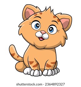 Cute cat cartoon on white background