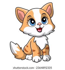 Cute cat cartoon on white background