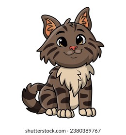 Cute cat cartoon on white background