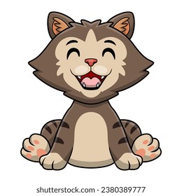 Cute cat cartoon on white background