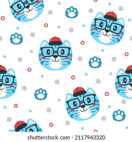 Cute cat cartoon pattern background