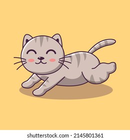 Cute Cat Cartoon Running Animals Pets Stock Vector (Royalty Free ...