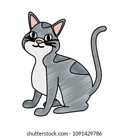 Cute cat cartoon scribble