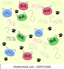 cute cat cartoon seamless pattern for wallpaper design