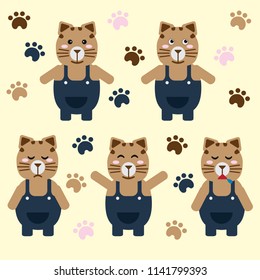 Cute Cat Cartoon Set