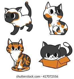Cute cat cartoon set 