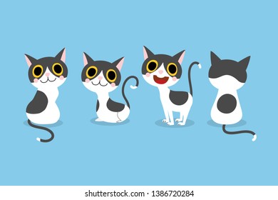 Cute cat cartoon set. Kitten character collection.