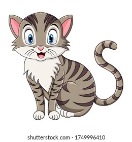 Cute cat cartoon sitting on white background