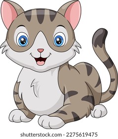 Cute cat cartoon sitting on white background