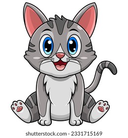 Cute cat cartoon sitting on white background