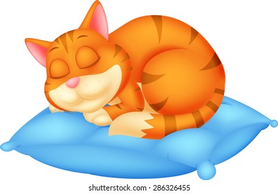 Cute Cat Cartoon Sleeping Stock Vector (Royalty Free) 286326455 ...