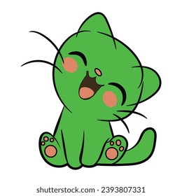 Cute cat cartoon smiling illustration 
