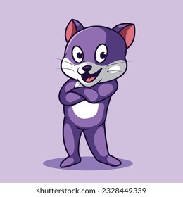 Cute cat cartoon standing flat and simple vector illustration