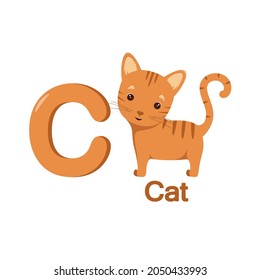 Cute cat in cartoon style for children's alphabet.