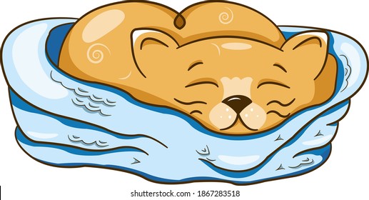 Cute cat in cartoon style isolated on white background. Ideal for postcards, banners, stickers. Vector.