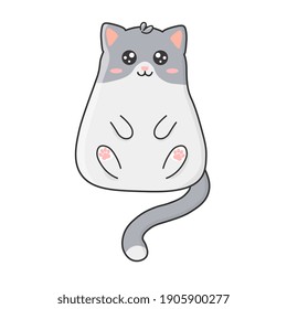 Cute cat in cartoon style. Vector illustration isolated on white background. Print for t-shirts, stickers,  design and more.