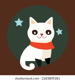 A Cute Cat Cartoon style Vector Illustration Icon. This is an editable and printable high quality vector eps file. Good use for symbol, icon, logo, T-shirt design, avatar or any design.
