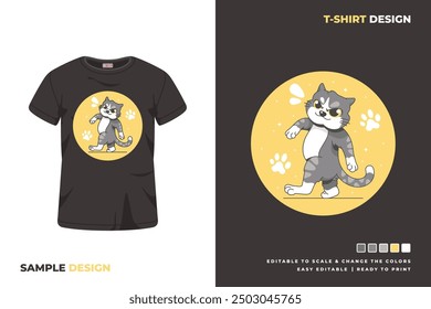 cute cat cartoon t shirt design 