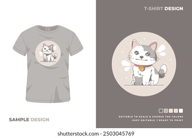 cute cat cartoon t shirt design 
