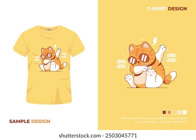 cute cat cartoon t shirt design 