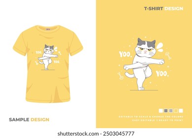 cute cat cartoon t shirt design 