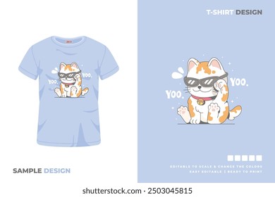 cute cat cartoon t shirt design 