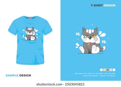 cute cat cartoon t shirt design 