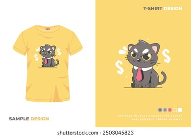 cute cat cartoon t shirt design 