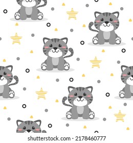 Cute cat cartoon trendy pattern background concepts