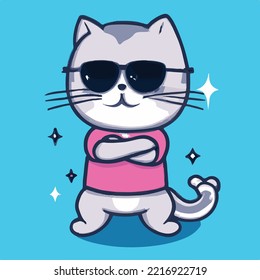 Cute cat Cartoon Vector Icon Illustration. Animal Nature Icon Concept Isolated Premium Vector