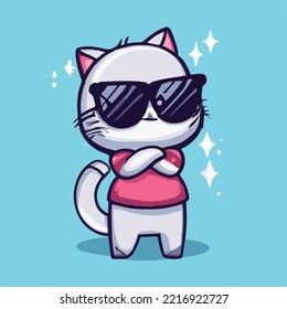 Cute cat Cartoon Vector Icon Illustration. Animal Nature Icon Concept Isolated Premium Vector