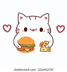 Ilustración del icono del vector de dibujos animados de gato. Icono de naturaleza animal Concepto Vector Premium aislado