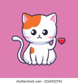 Cute cat Cartoon Vector Icon Illustration. Animal Nature Icon Concept Isolated Premium Vector