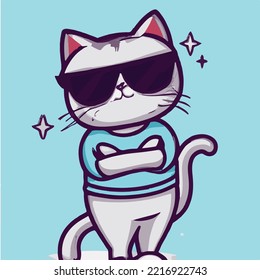 Cute cat Cartoon Vector Icon Illustration. Animal Nature Icon Concept Isolated Premium Vector