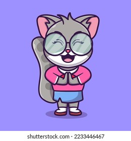 Cute cat cartoon vector icon illustration