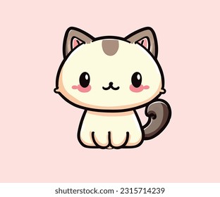 Cute cat cartoon vector icon illustration animal nature icon concept isolated premium