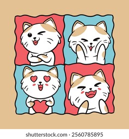 cute cat cartoon vector icon illustration isolated