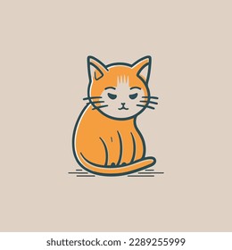 Cute cat cartoon, vector illustration