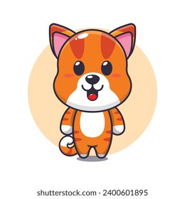 Cute cat cartoon vector illustration. 
Vector cartoon Illustration suitable for poster, brochure, web, mascot, sticker, logo and icon.
