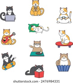 Cute cat cartoon vector illustration