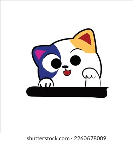 Cute cat cartoon, vector illustration.coloring page for kids.