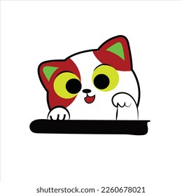 Cute cat cartoon, vector illustration.coloring page for kids.