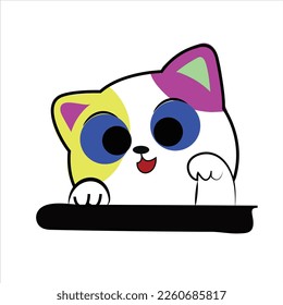 Cute cat cartoon, vector illustration.coloring page for kids.