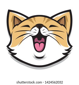 cute cat cartoon vector logo