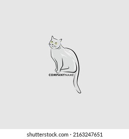 cute cat cartoon vector logo