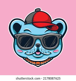 cute cat cartoon vector logo